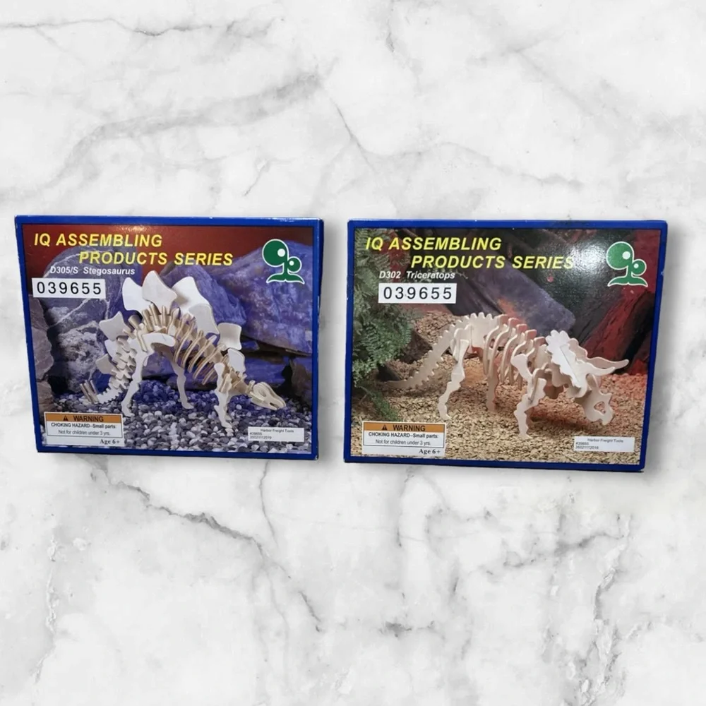 Dinosaur 3D Wood puzzle Building Sets IQ Assembling Products Series Lot of 2